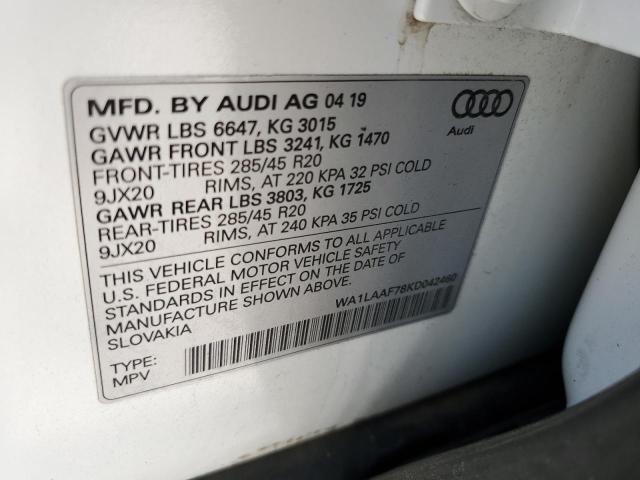WA1LAAF78KD042460 - 2019 AUDI Q7 PREMIUM PLUS WHITE photo 13