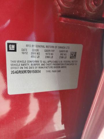 2G4GR5ER7D9150834 - 2013 BUICK REGAL 红色 照片 12