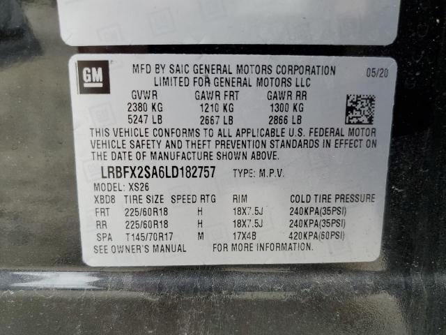 LRBFX2SA6LD182757 - 2020 BUICK ENVISION ESSENCE أسود صورة 13