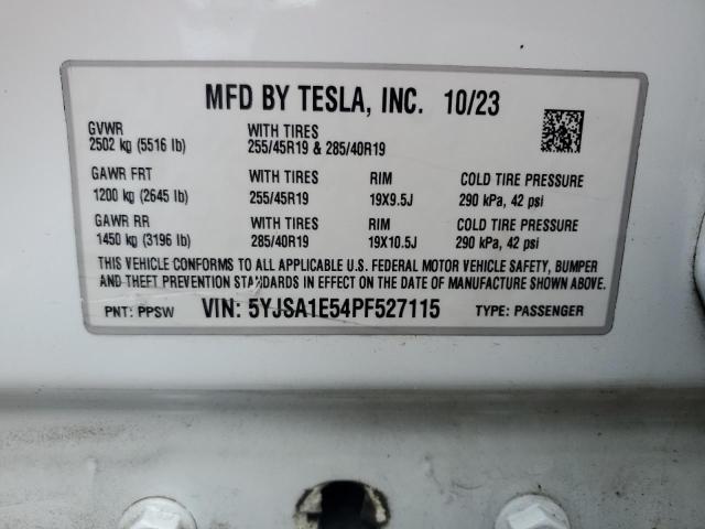 5YJSA1E54PF527115 - 2023 TESLA MODEL S TWO TONE photo 12