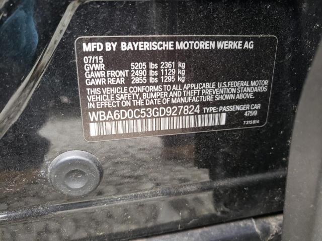 WBA6D0C53GD927824 - 2016 BMW 640 I GRAN COUPE BLACK photo 12