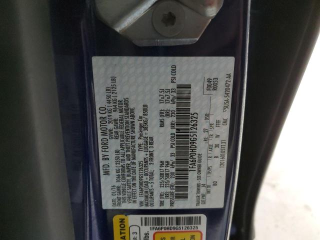 1FA6P0HD9G5126325 - 2016 FORD FUSION SE BLUE photo 12