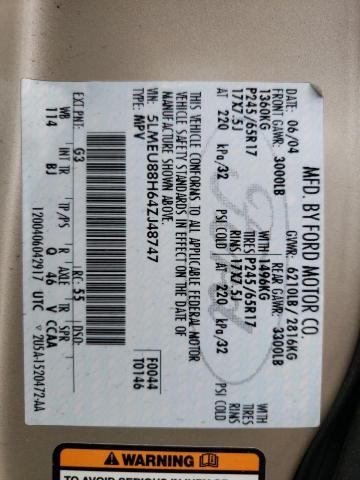 5LMEU88H64ZJ48747 - 2004 LINCOLN AVIATOR 金色 照片 14