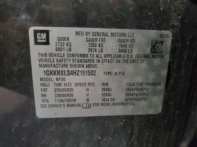 1GKKNXLS4HZ151502 - 2017 GMC ACADIA DENALI CHARCOAL photo 13