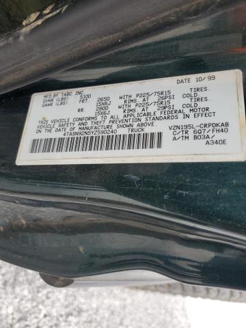 4TASN92N5YZ590240 - 2000 TOYOTA TACOMA XTRACAB PRERUNNER მწვანე ფოტო 12