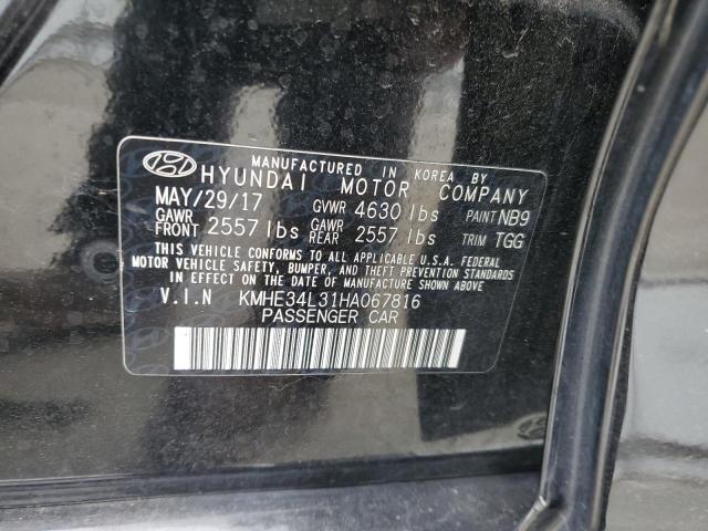 KMHE34L31HA067816 - 2017 HYUNDAI SONATA HYBRID BLACK photo 12