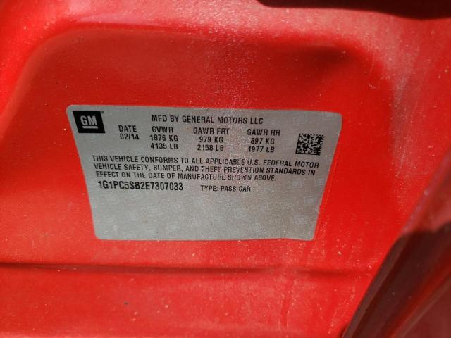 1G1PC5SB2E7307033 - 2014 CHEVROLET CRUZE LT RED photo 12