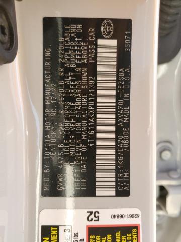 4T1G11AKXPU121392 - 2023 TOYOTA CAMRY SE NIGHT SHADE WHITE photo 12
