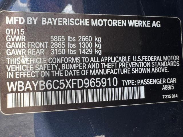WBAYB6C5XFD965910 - 2015 BMW 750 XI BLUE photo 15