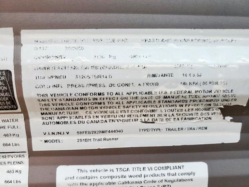 5SFEB2928ME444040 - 2021 HEARTLAND TRAILRUNNR TWO TONE photo 10