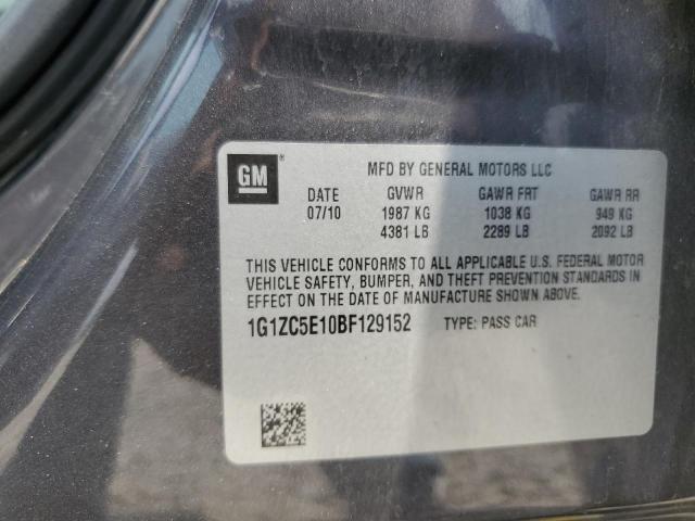 1G1ZC5E10BF129152 - 2011 CHEVROLET MALIBU 1LT GRAY photo 12