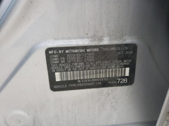 ML32A3HJ9HH014760 - 2017 MITSUBISHI MIRAGE ES SILVER photo 12