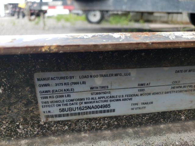 58UBU1625NA004985 - 2022 LOAD TRAILER BLACK photo 10