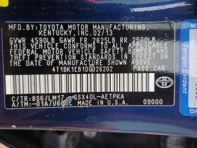 4T1BK1EB1DU026202 - 2013 TOYOTA AVALON BASE 蓝色 照片 13