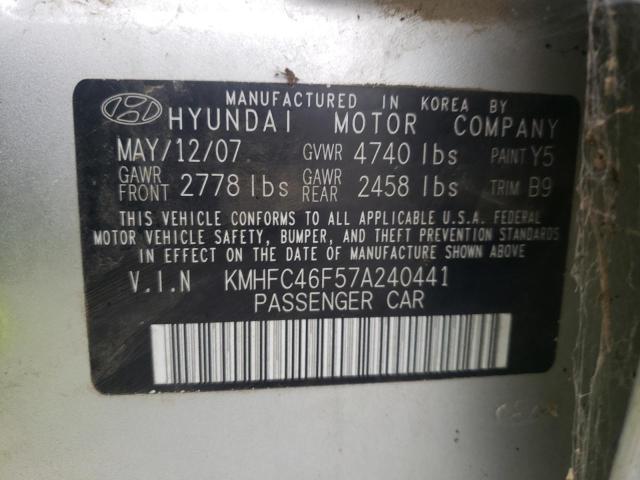 KMHFC46F57A240441 - 2007 HYUNDAI AZERA SE SILVER photo 12