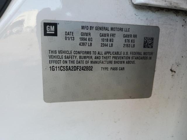 1G11C5SA2DF242802 - 2013 CHEVROLET MALIBU 1LT WHITE photo 12