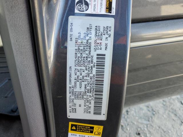 JTJHT00W253551094 - 2005 LEXUS LX 470 GRAY photo 13