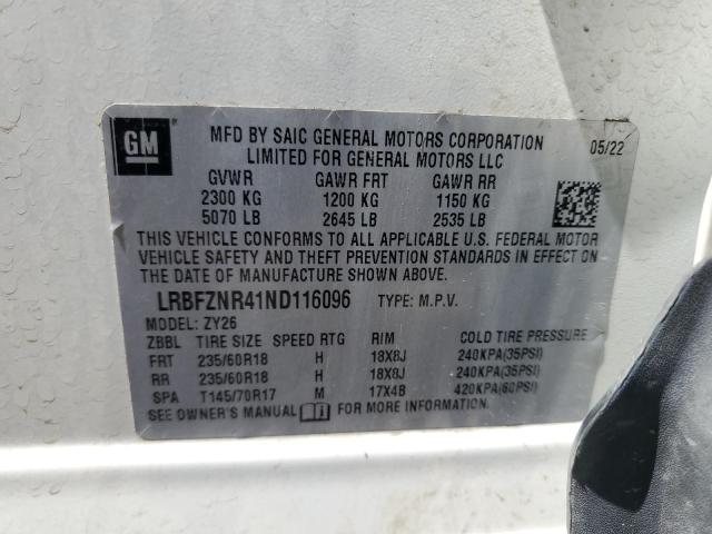LRBFZNR41ND116096 - 2022 BUICK ENVISION ESSENCE أبيض صورة 13