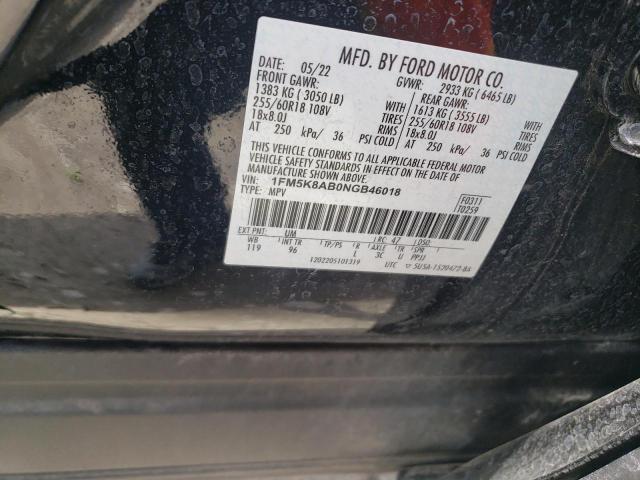 1FM5K8AB0NGB46018 - 2022 FORD EXPLORER POLICE INTERCEPTOR Czerwony zdjęcie 12