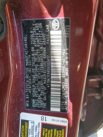 4T1BK1EB6EU102417 - 2014 TOYOTA AVALON BASE 栗色 照片 12