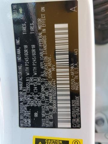 5TDKKRFH1GS506447 - 2016 TOYOTA HIGHLANDER XLE 白色 照片 14