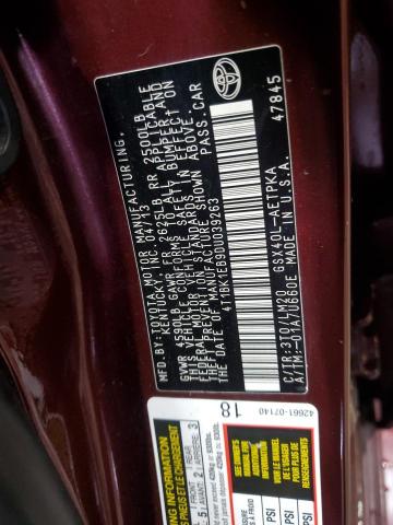 4T1BK1EB9DU039263 - 2013 TOYOTA AVALON BASE Բորդո լուսանկար 13