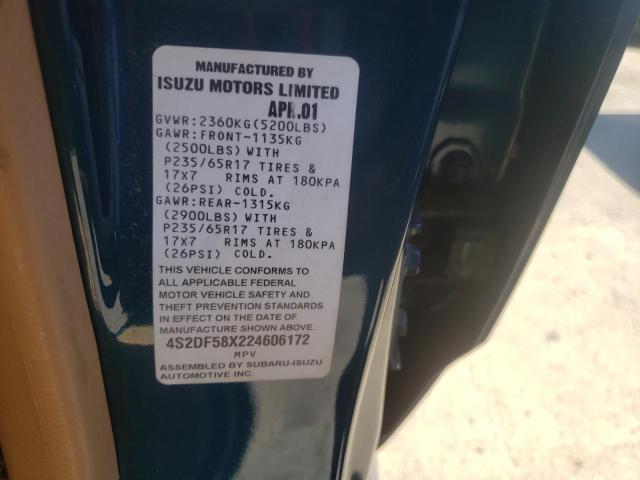 4S2DF58X224606172 - 2002 ISUZU AXIOM XS Mavi foto 12