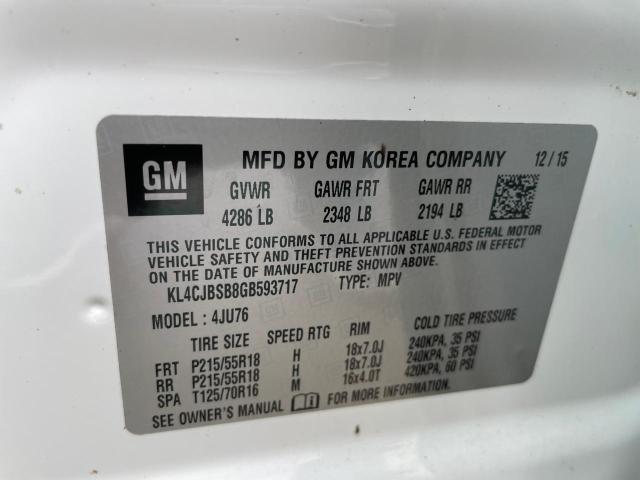 KL4CJBSB8GB593717 - 2016 BUICK ENCORE CONVENIENCE 白色 照片 10