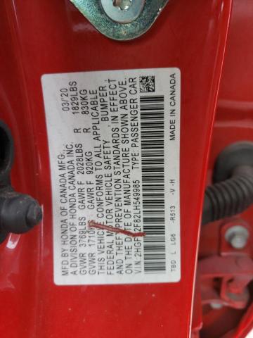 2HGFC2F82LH549985 - 2020 HONDA CIVIC SPORT 红色 照片 13