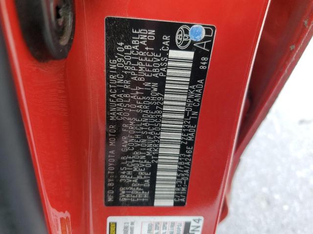 2T1KR32E05C387297 - 2005 TOYOTA COROLLA MA XR RED photo 12