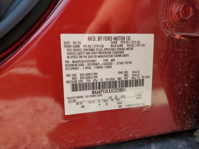 MAJ6P1ULXJC223801 - 2018 FORD ECOSPORT SE წითელი ფოტო 12