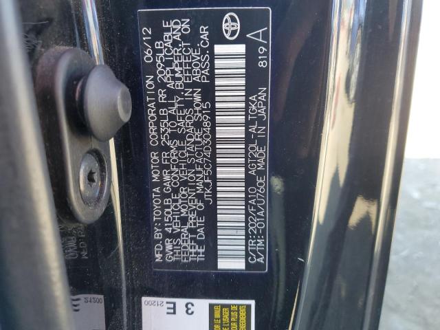 JTKJF5C74D3048915 - 2013 TOYOTA SCION TC 黑色 照片 12