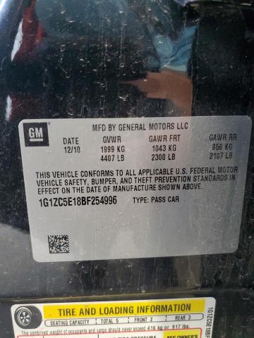 1G1ZC5E18BF254996 - 2011 CHEVROLET MALIBU 1LT BLACK photo 12