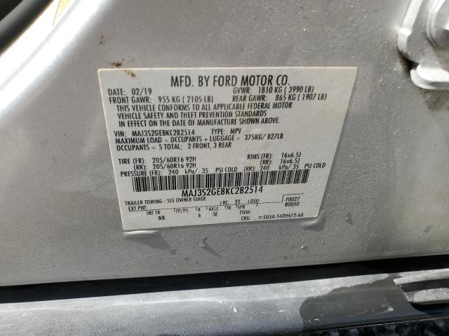 MAJ3S2GE8KC282514 - 2019 FORD ECOSPORT SE ვერცხლისფერი ფოტო 13