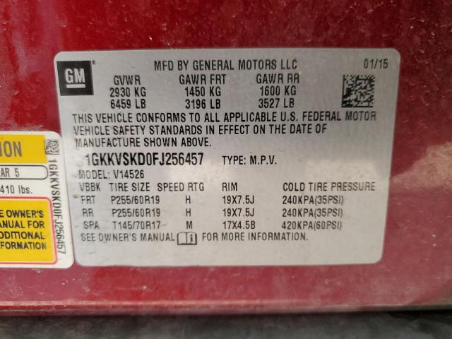 1GKKVSKD0FJ256457 - 2015 GMC ACADIA SLT-2 RED photo 13