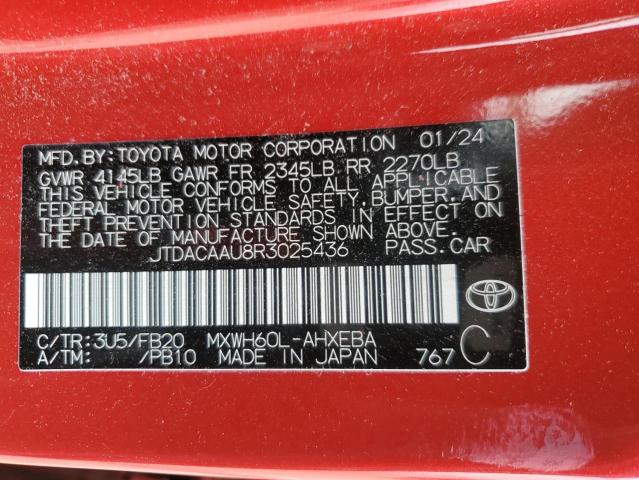 JTDACAAU8R3025436 - 2024 TOYOTA PRIUS LE RED photo 12