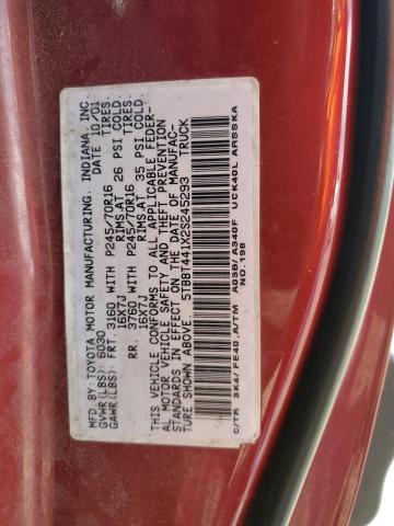 5TBBT441X2S245293 - 2002 TOYOTA TUNDRA ACCESS CAB MAROON photo 12