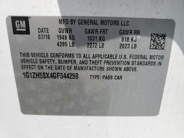 1G1ZH5SX4GF344258 - 2016 CHEVROLET MALIBU PREMIER WHITE photo 12