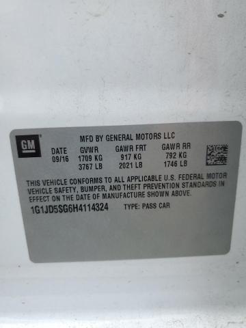 1G1JD5SG6H4114324 - 2017 CHEVROLET SONIC LT WHITE photo 12