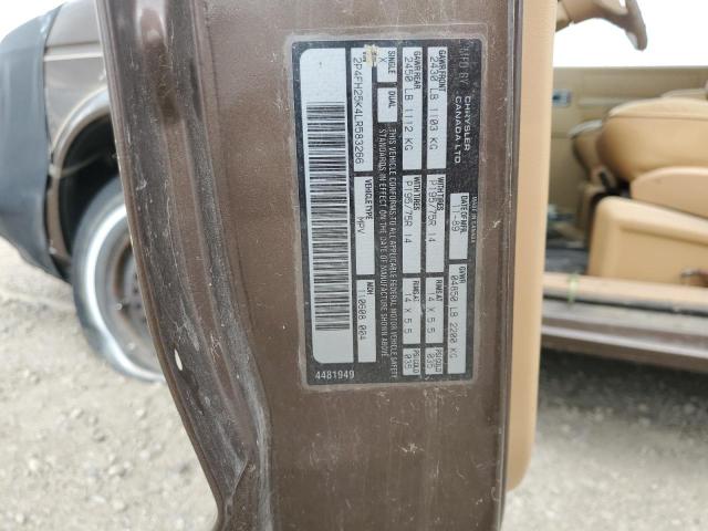 2P4FH25K4LR583266 - 1990 PLYMOUTH VOYAGER BROWN photo 12