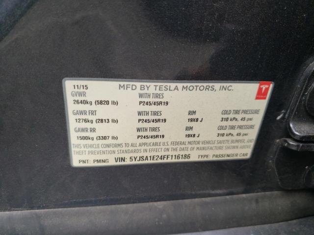 5YJSA1E24FF116186 - 2015 TESLA MODEL S გრაფიტი ფოტო 13