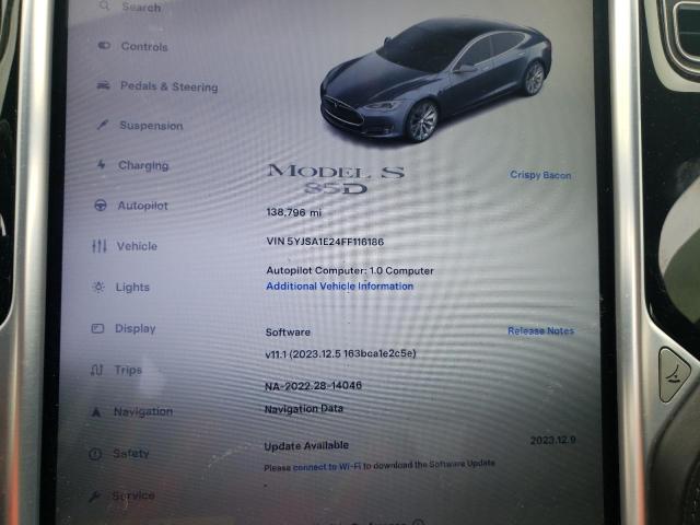 5YJSA1E24FF116186 - 2015 TESLA MODEL S გრაფიტი ფოტო 9