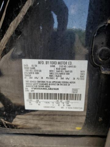 1FM5K8AW0LGB23628 - 2020 FORD EXPLORER POLICE INTERCEPTOR 黑色 照片 13