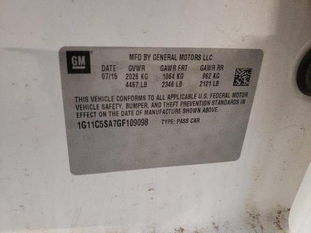 1G11C5SA7GF109098 - 2016 CHEVROLET MALIBU LIM LT 白色 照片 12