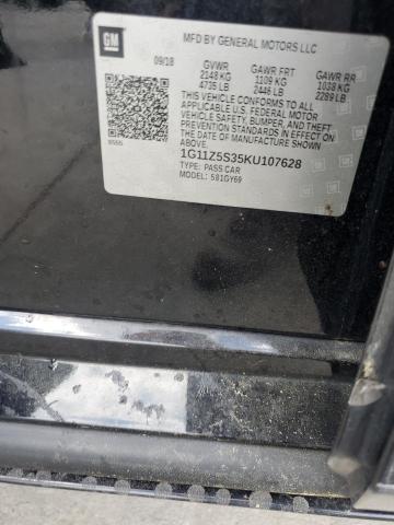 1G11Z5S35KU107628 - 2019 CHEVROLET IMPALA LT 黑色 照片 12