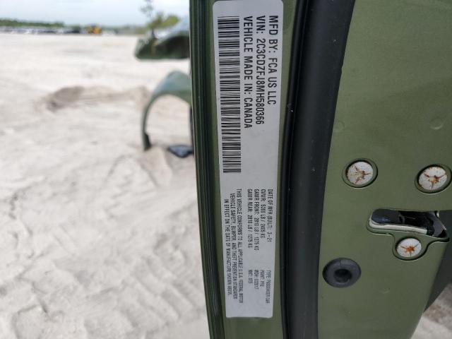 2C3CDZFJ8MH580366 - 2021 DODGE CHALLENGER R/T SCAT PACK GREEN photo 12