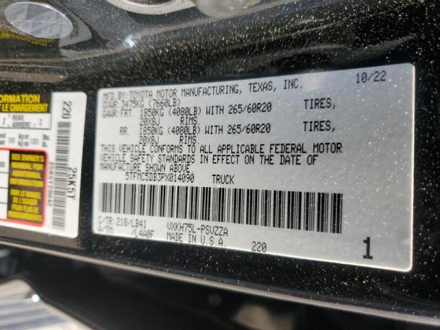 5TFMC5DB3PX014090 - 2023 TOYOTA TUNDRA CREWMAX PLATINUM BLACK photo 12