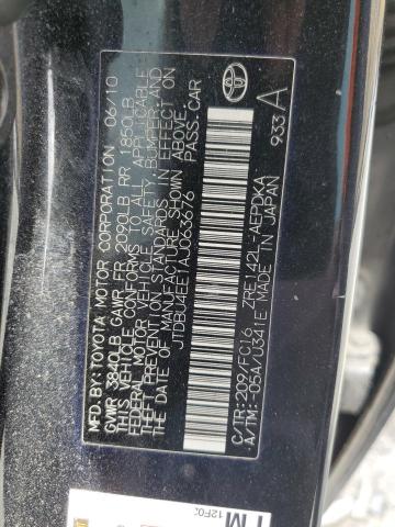 JTDBU4EE1AJ063676 - 2010 TOYOTA COROLLA BASE BLACK photo 12