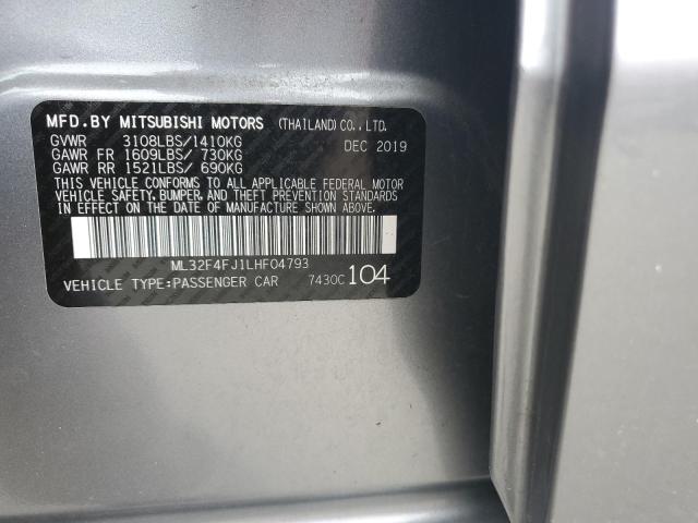 ML32F4FJ1LHF04793 - 2020 MITSUBISHI MIRAGE G4 SE GRAY photo 13