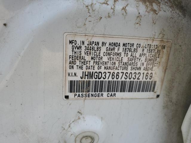 JHMGD37667S032169 - 2007 HONDA FIT S 白色 照片 12